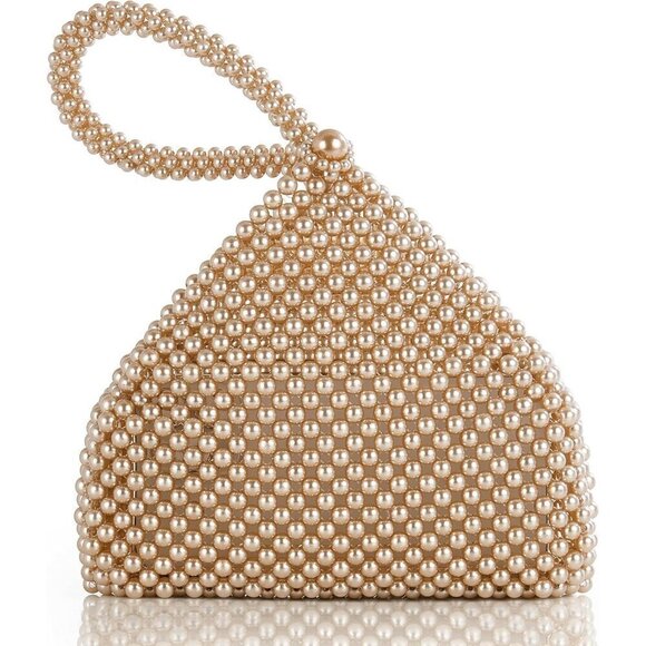 Women Gold  Elegant Clutch Triangle Purse - Picture 1 of 7